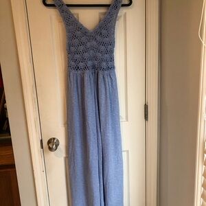 aerie Light Blue Crochet Bodice Maxi Dress